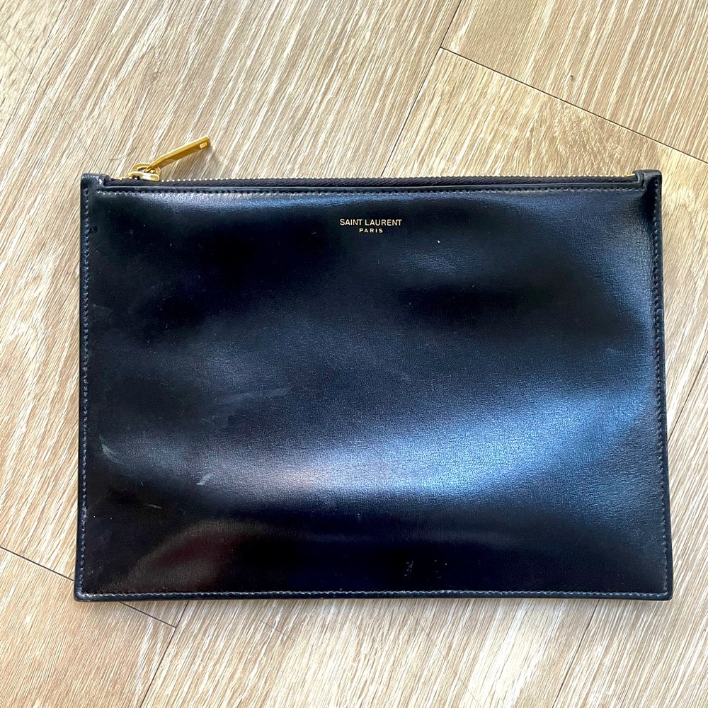 Authentic Saint Laurent Genuine Leather Clutch